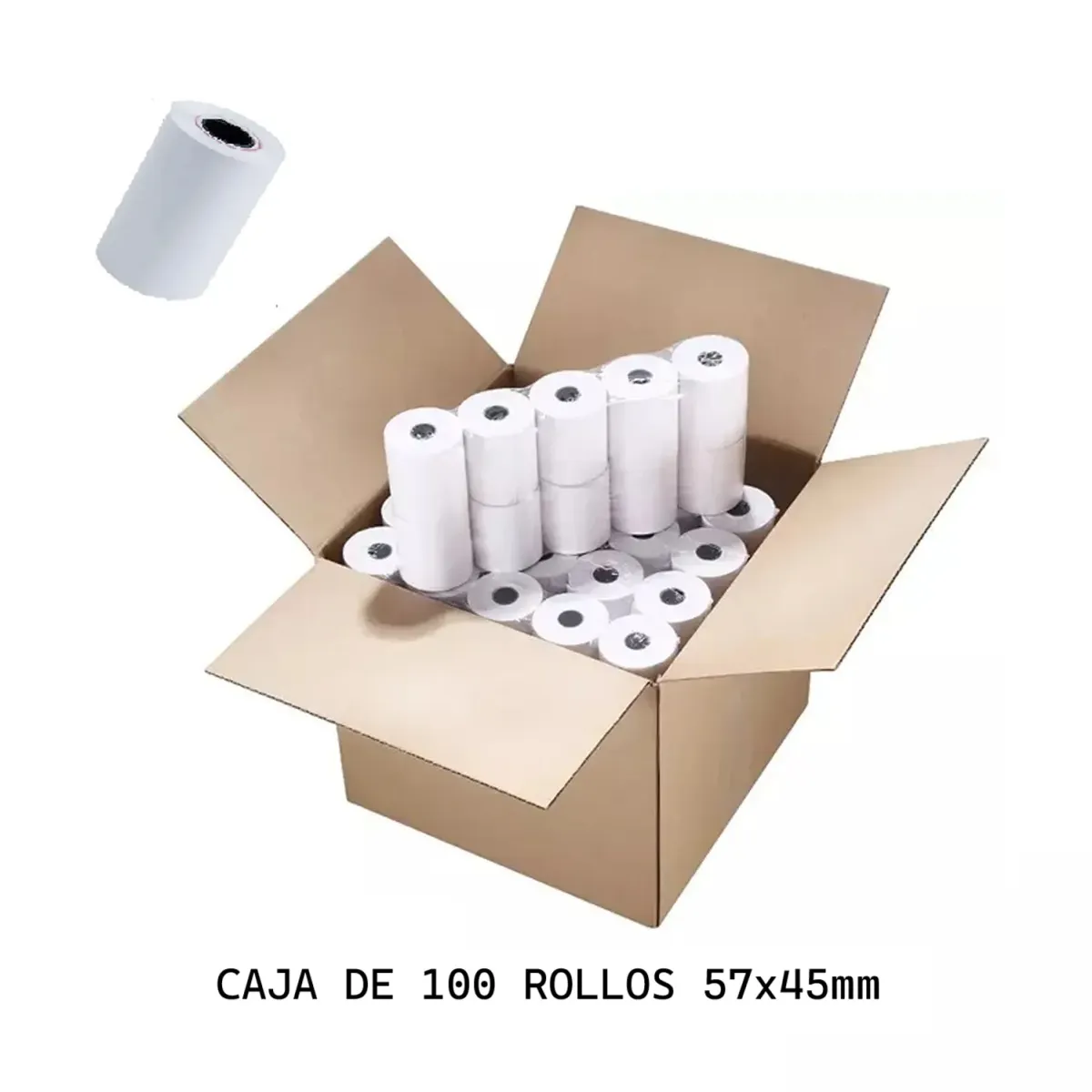 JPSYSTEMS - Caja 100 rollos 57x45 contómetro papel térmico 57x45mm 55gr