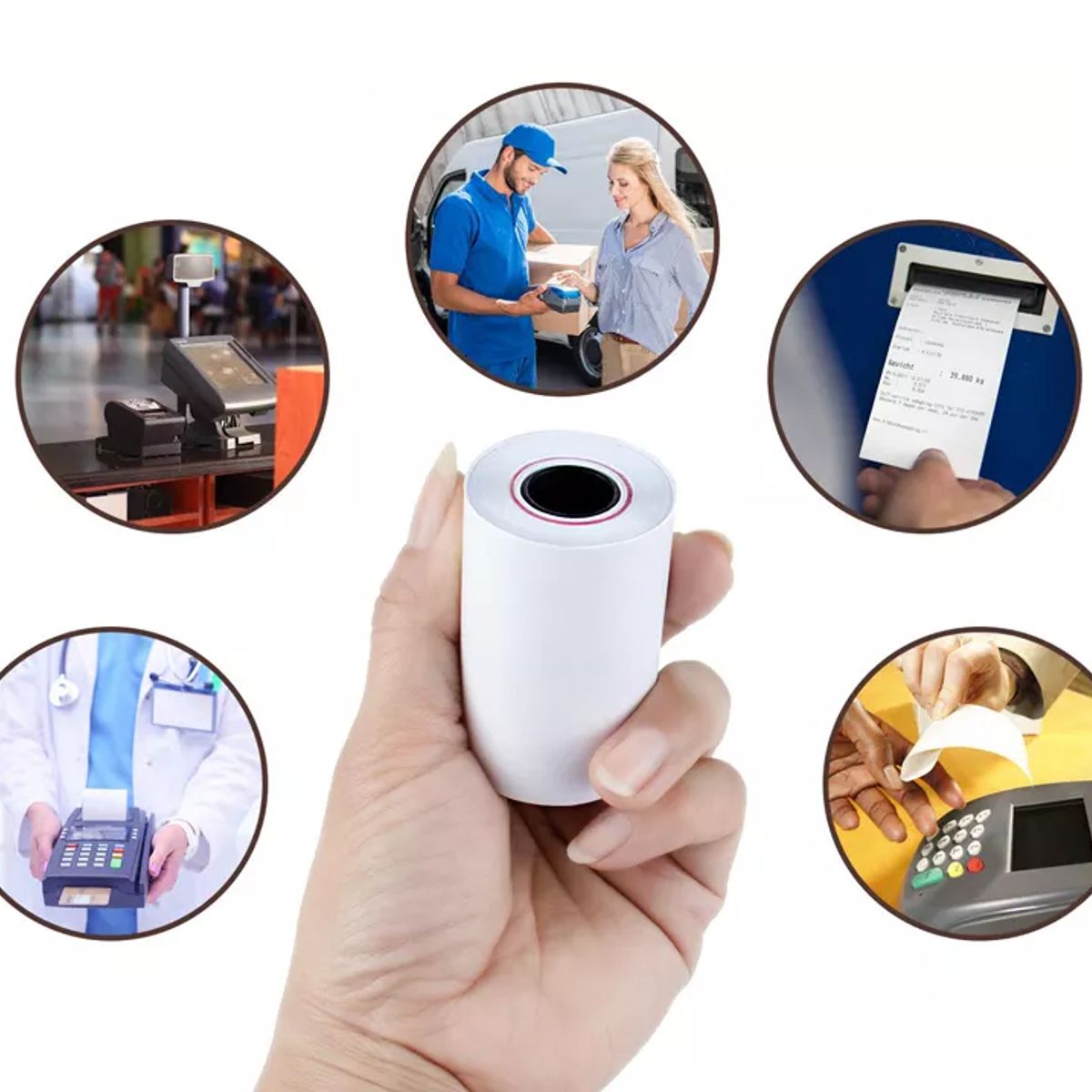 JPSYSTEMS - Caja 100 rollos 57x45 contómetro papel térmico 57x45mm 55gr