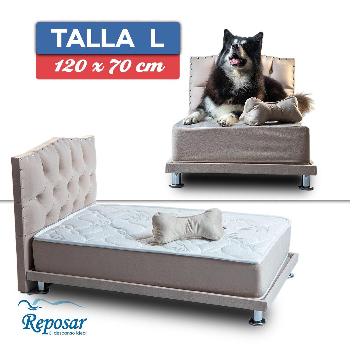 REPOSAR EL DESCANSO IDEAL - Cama Mascota PREMIUM trio L color Beige My Pet