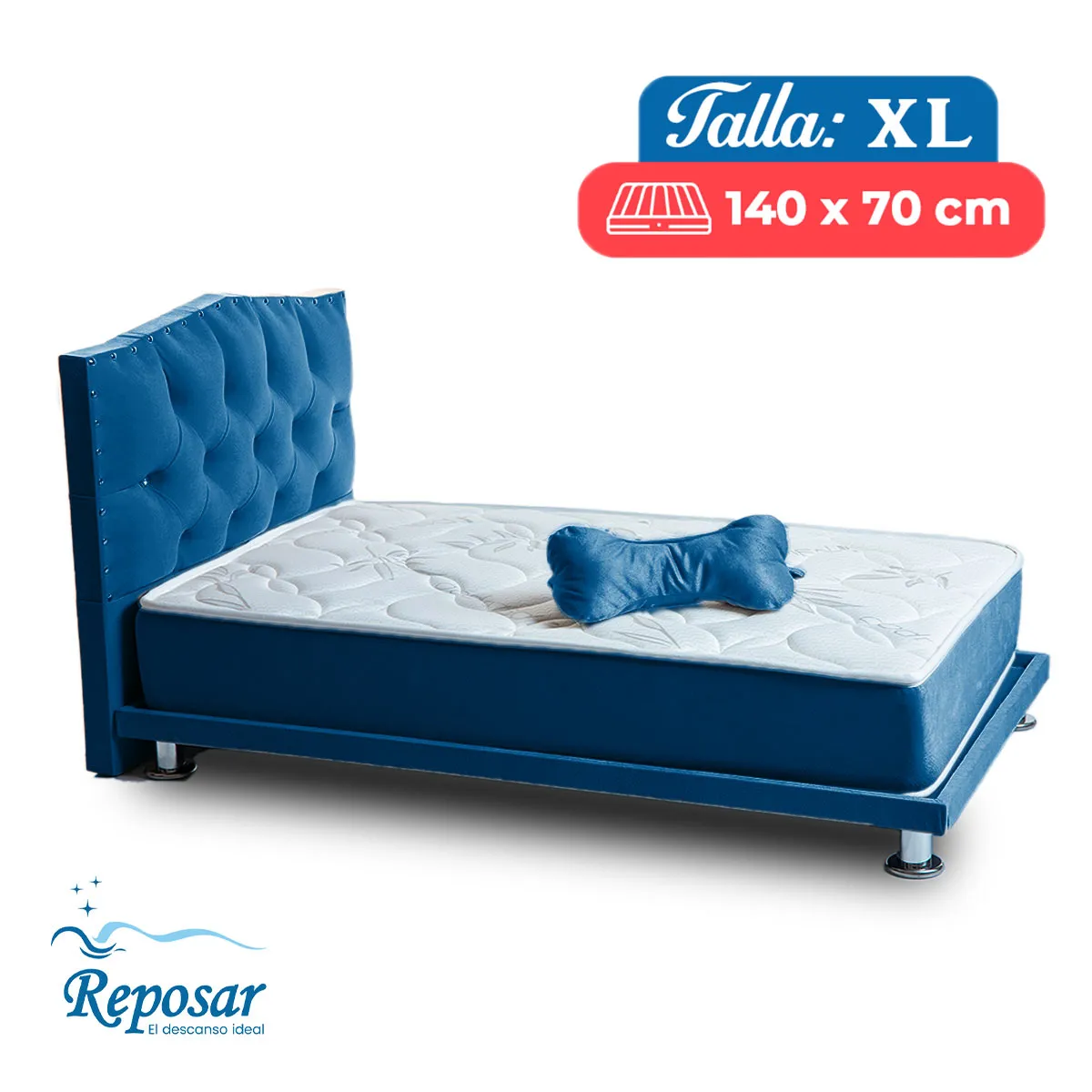 REPOSAR EL DESCANSO IDEAL - Cama Mascota PREMIUM trio XL color Azul My Pet