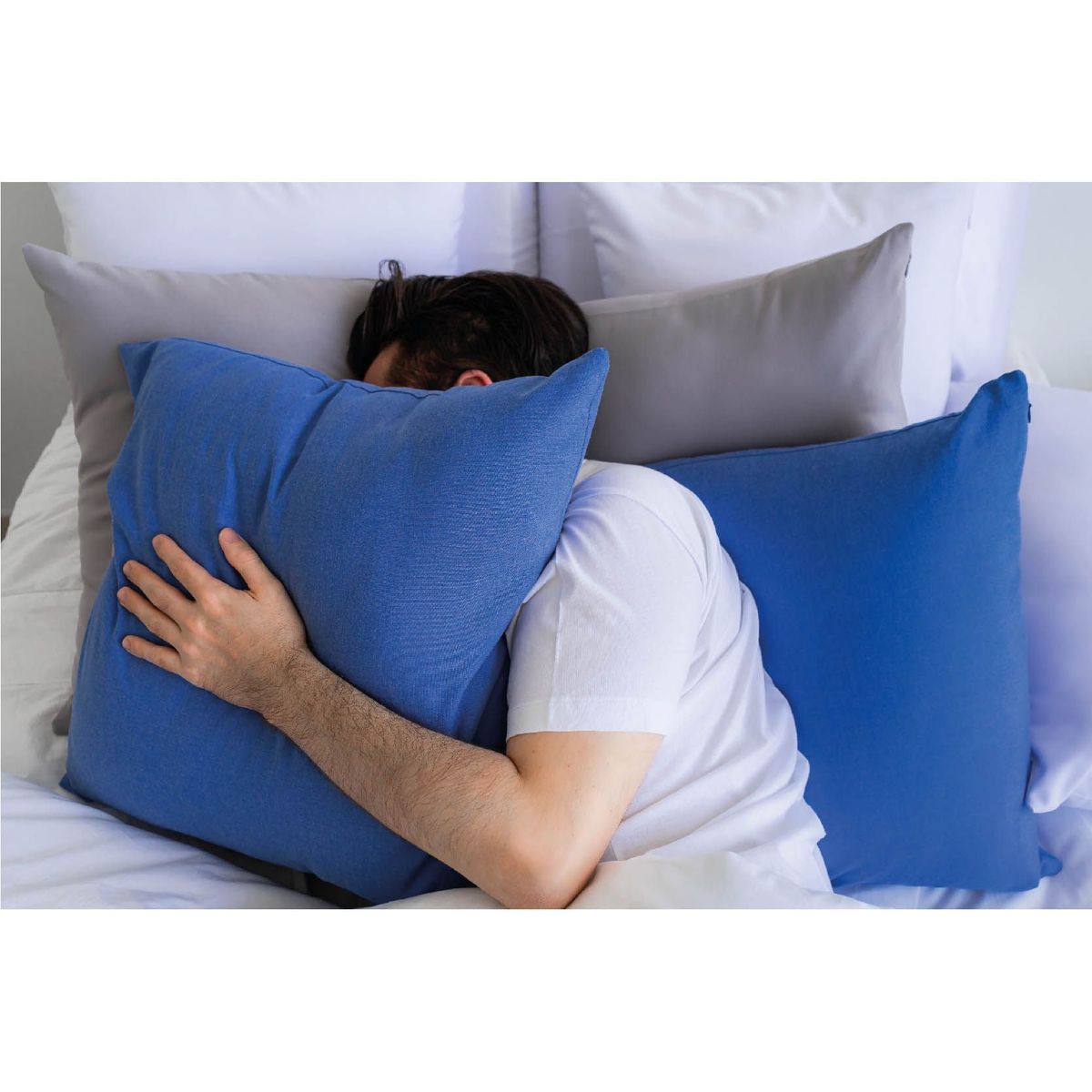 NIENNA HOME - Cojín Cuadrado Pequeño De Lino Color Azul Acero Con Relleno Incluido