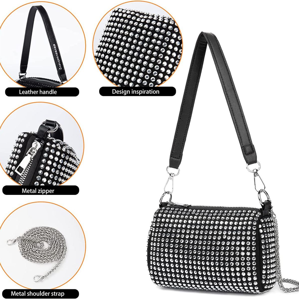 ITELSISTEM - Cartera de Hombro Mujer Brillo Diamante Bolsa de Mano