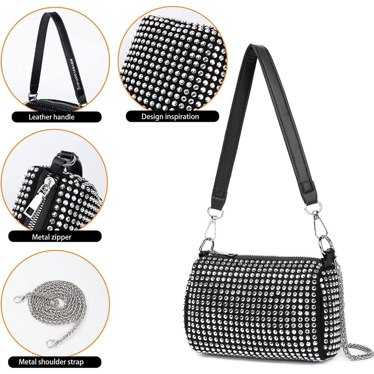 ITELSISTEM - Cartera de Hombro Mujer Brillo Diamante Bolsa de Mano