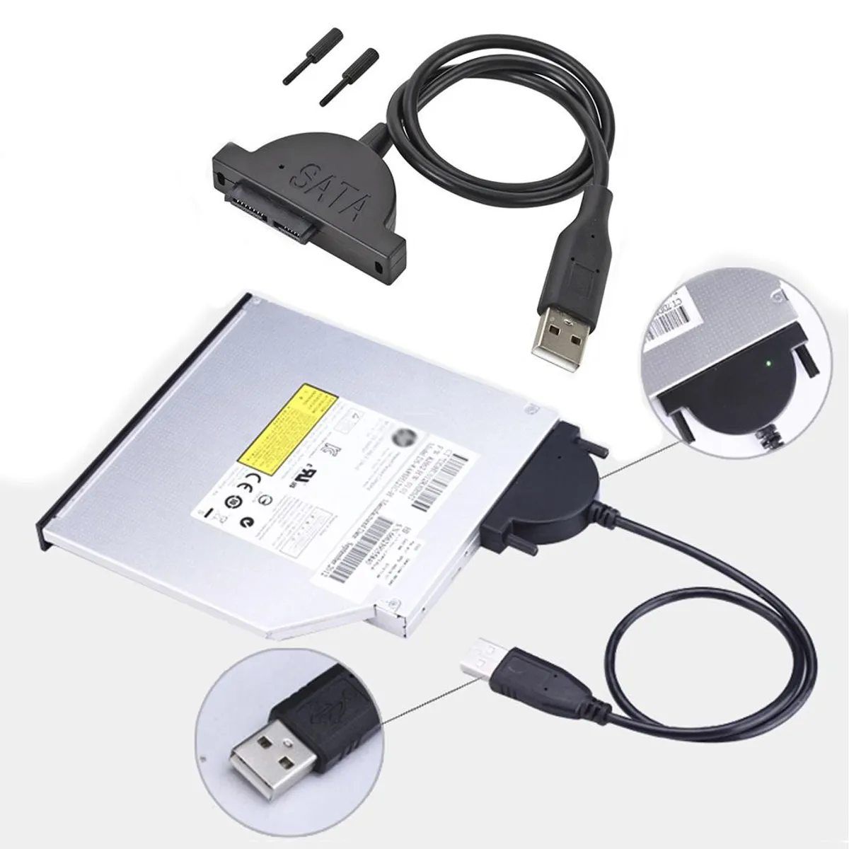 GENERICO - Adaptador Mini Sata A Usb 2.0 Para Lectoras De Laptops cd dvd