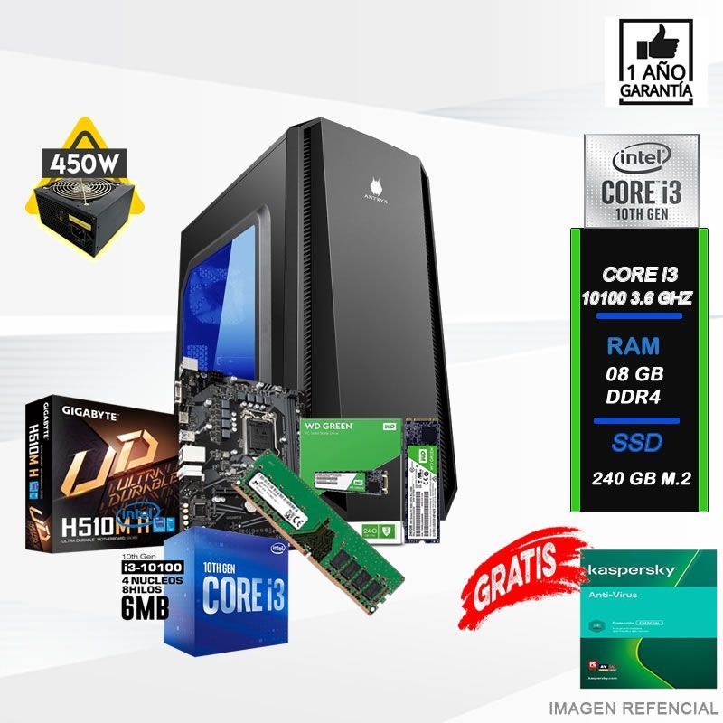 Pc computadora intel core  i3 3.6 ghz ram 8gb disco 240 M.2