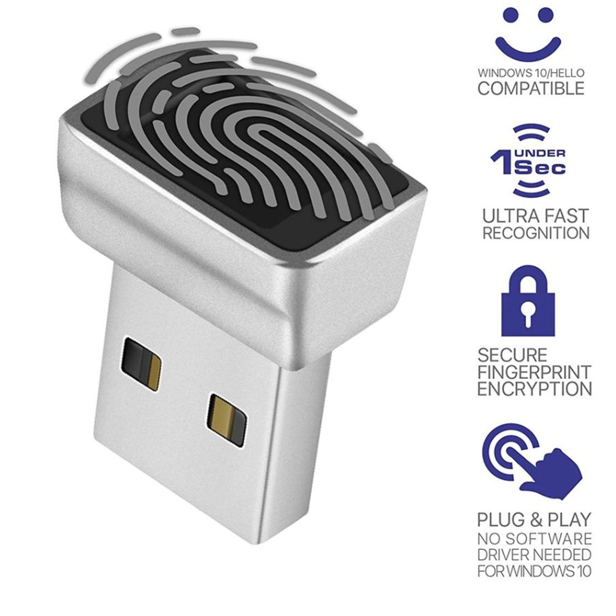 GENERICO - Módulo Lector de huellas dactilares USB para Windows 7, 8, 10, 11.