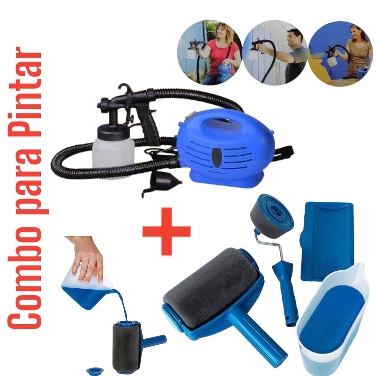 OEM - Combo para Pintar Rodillo y Pistola  Compresor  Recipiente
