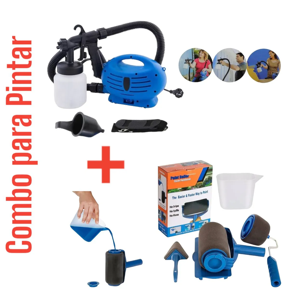 OEM - Combo para Pintar Rodillo y Pistola  Compresor  Recipiente