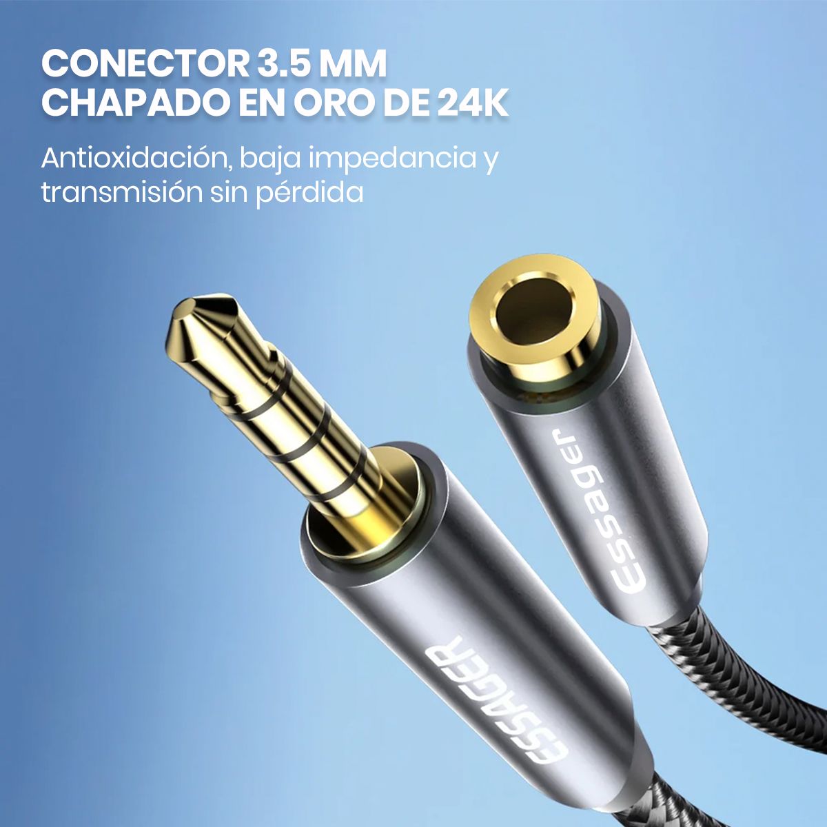 ESSAGER - Cable Adaptador 35mm Audio y Micro Extensión 2m Trrs A Trrs