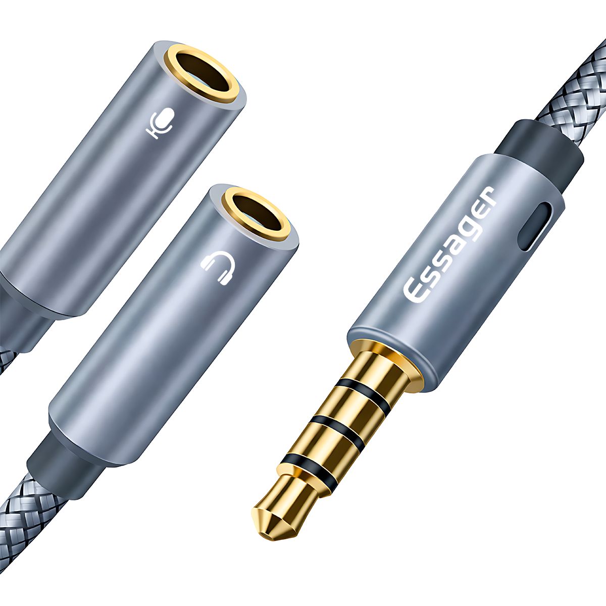 ESSAGER - Cable Adaptador Micrófono y Audio 35mm Ps4 Xbox Nintendo Switch