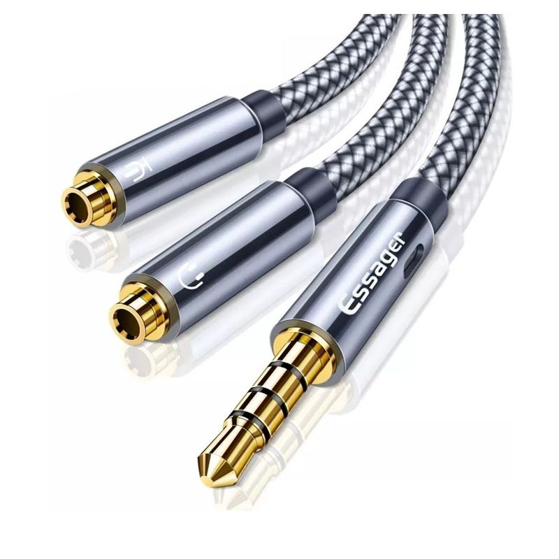 ESSAGER - Cable Adaptador Micrófono y Audio 35mm Ps4 Xbox Nintendo Switch