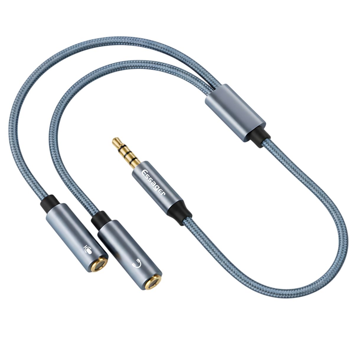 ESSAGER - Cable Adaptador Micrófono y Audio 35mm Ps4 Xbox Nintendo Switch