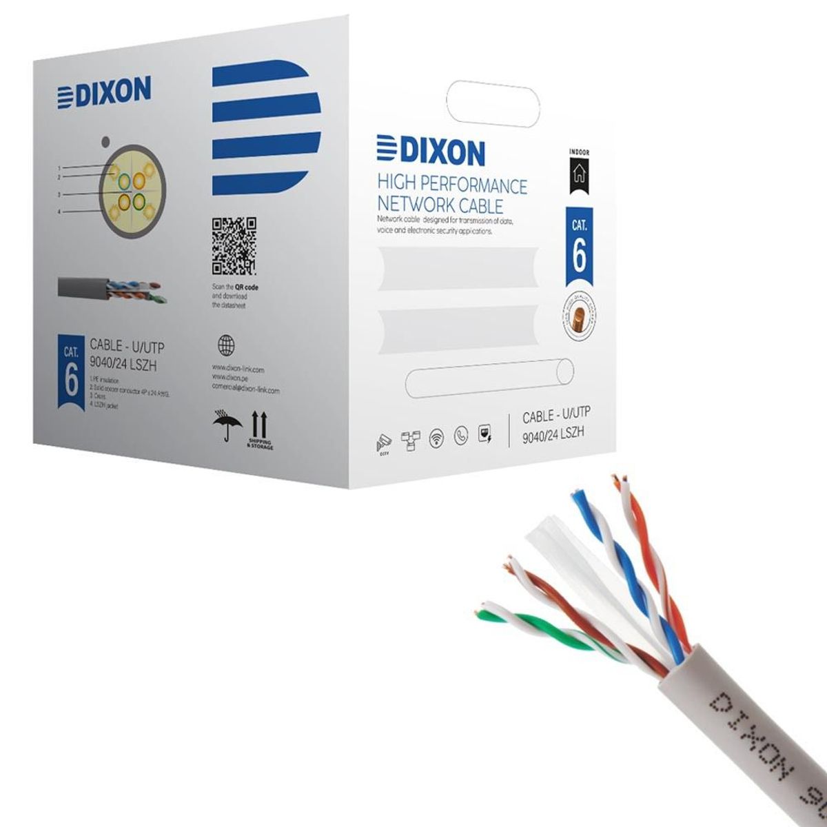 GENERICO - Rollo Cable de cobre Cat 6 DIXON 9040/24 LSZH 24 AWG PVC 305M
