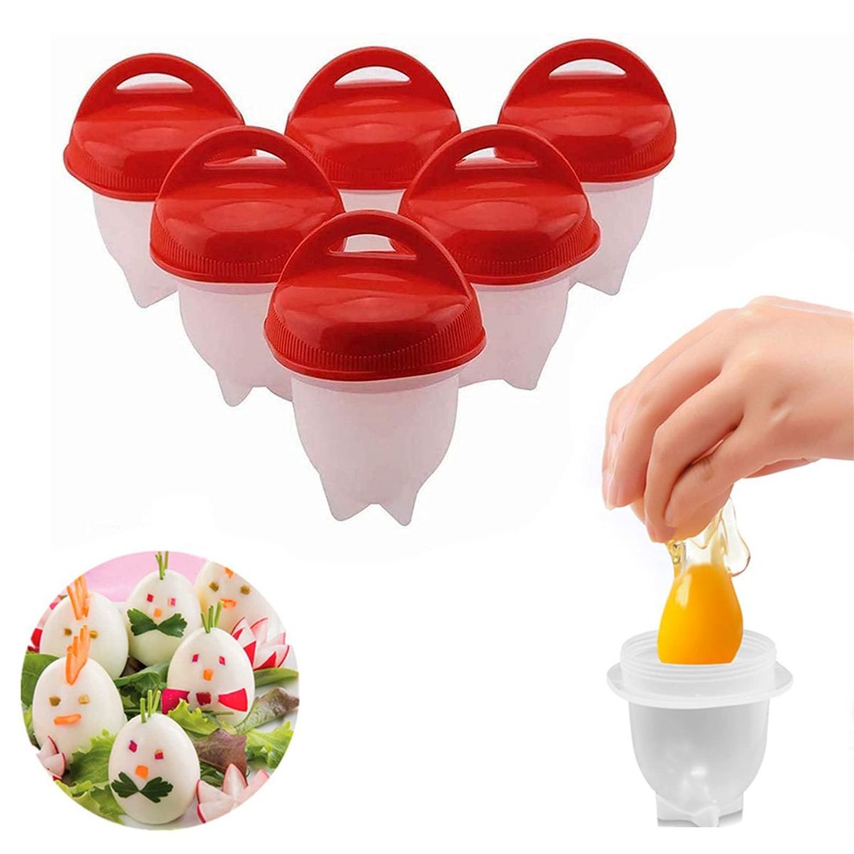 S/M - Pack de 6 Moldes de Silicona para Hervir Huevo