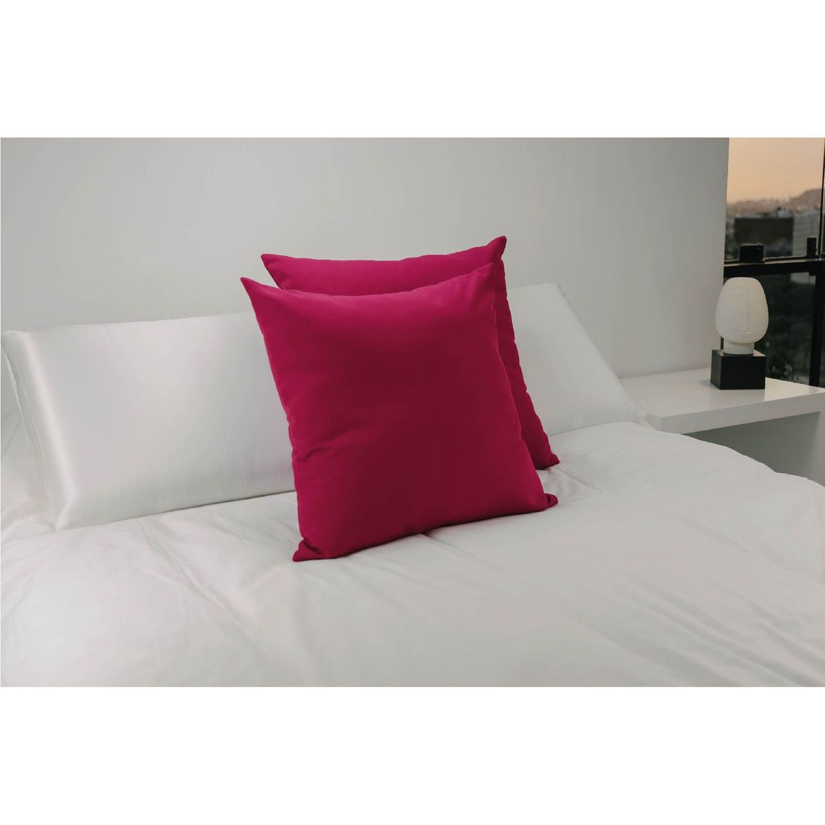 NIENNA HOME - Cojín Cuadrado Grande De Lino Color Frambuesa Con Relleno Incluido