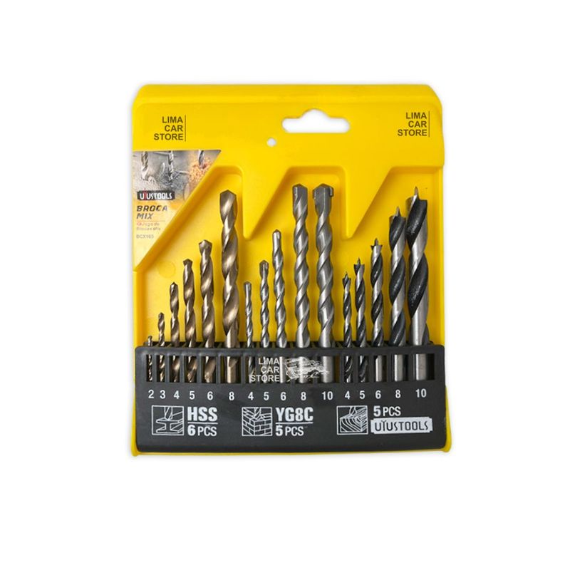 UYUSTOOLS - Set 16 Brocas HSS Taladro 2-10mm para Madera Metal Concreto Uyustools