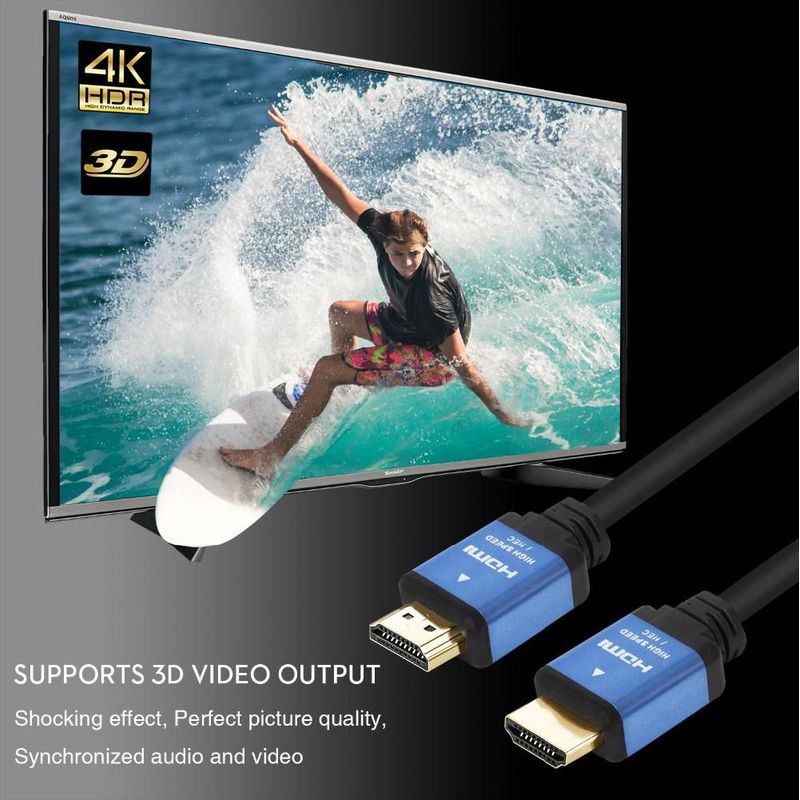 GENERICO - Cable Hdmi 2.0 4k Ultra Hd Alta Velocidad 3d 15 Metros 2160p Negro PVC