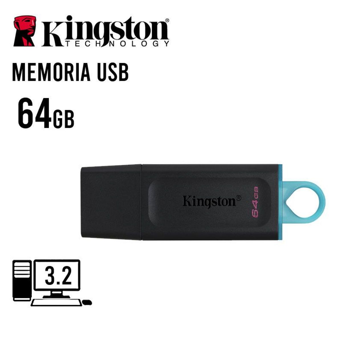 KINGSTON - Memoria Usb 64 Gb Kingston black Exodia