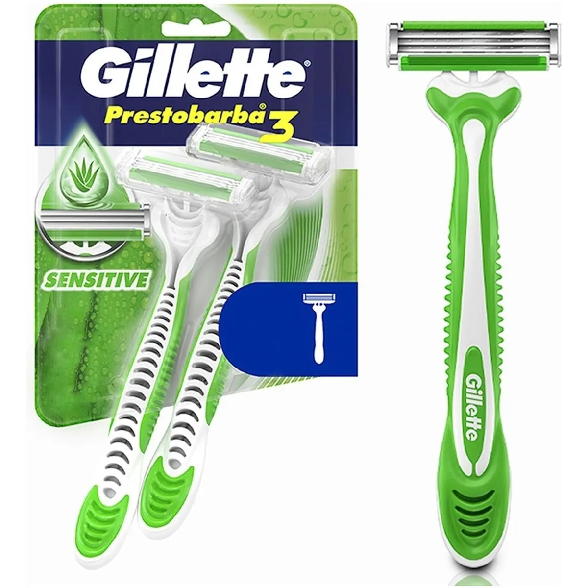 GILLETTE - Máquina de Afeitar Gillette Prestobarba 3 Sensitive 2 Unid