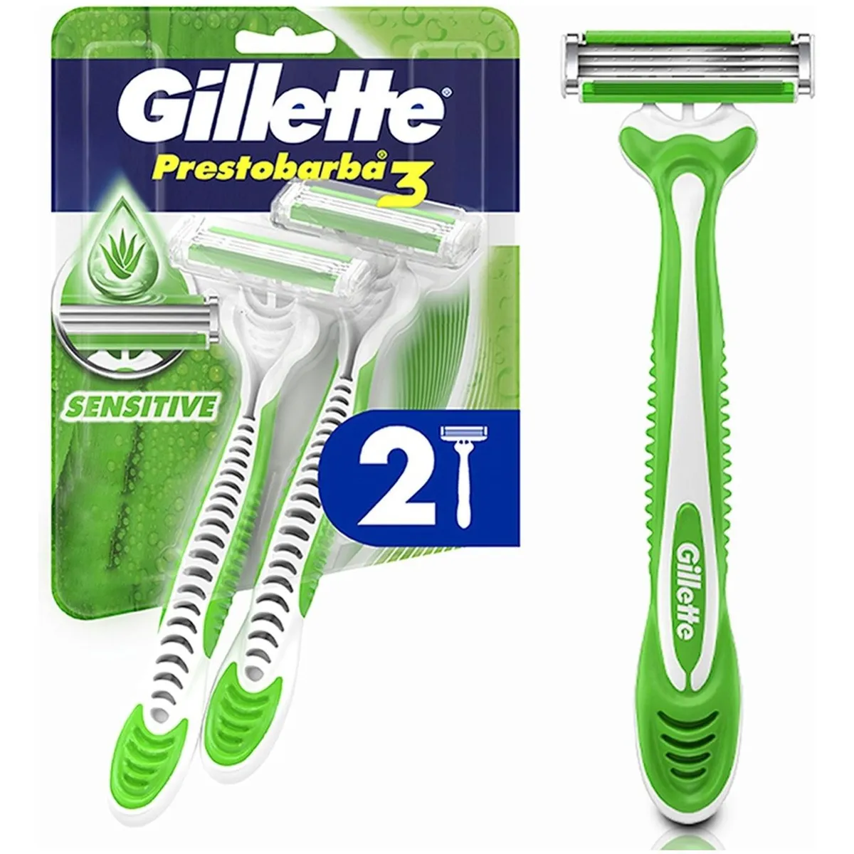 GILLETTE - Máquina de Afeitar Gillette Prestobarba 3 Sensitive 2 Unid