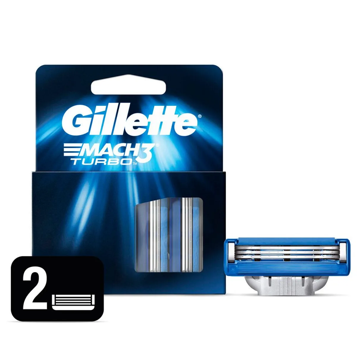 GILLETTE - Gillette Mach3 Turbo Cartuchos para Afeitar 2 unidades