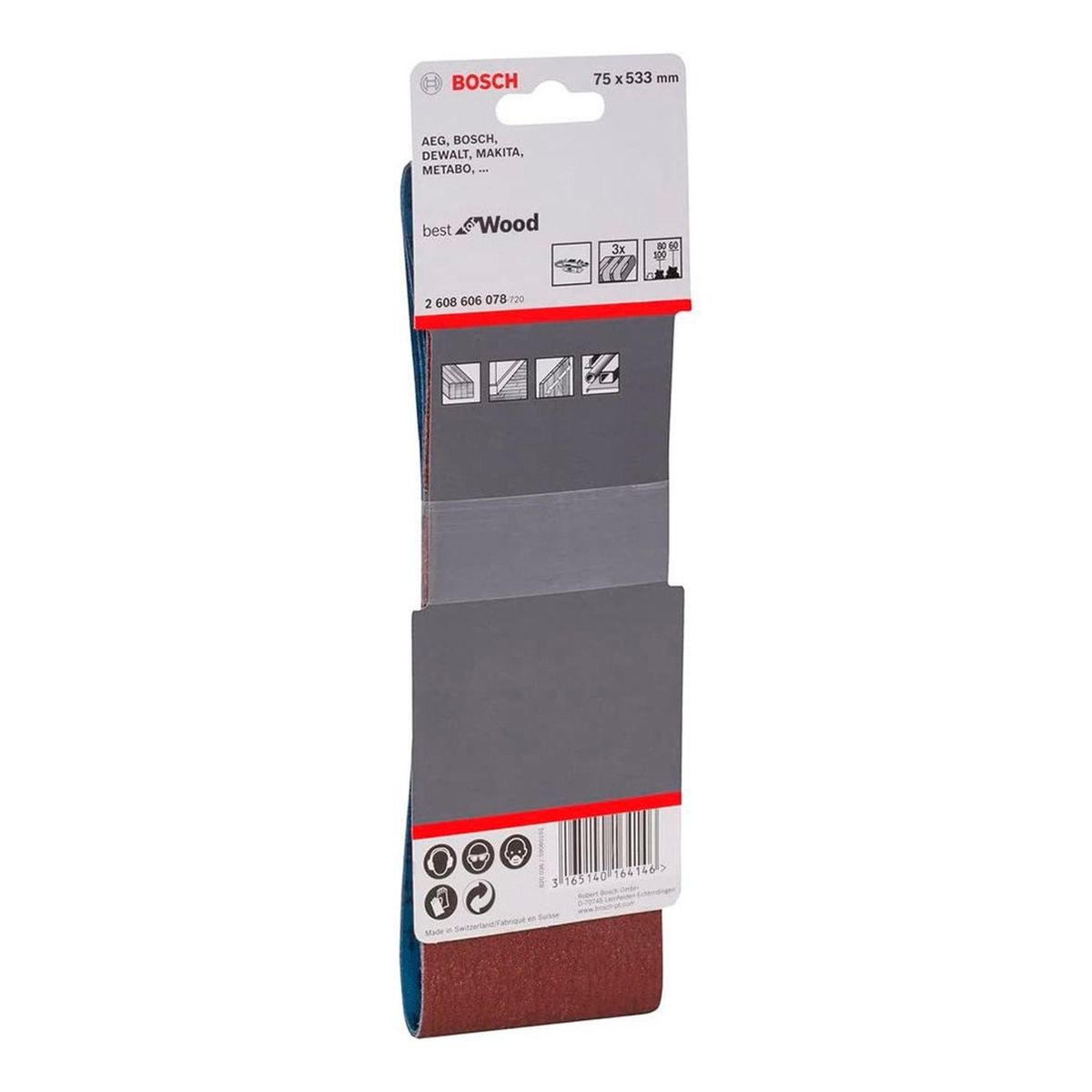 BOSCH - Set Lija de Banda Bosch 3"x21" GR.60 - 80 - 100 x3u For Wood