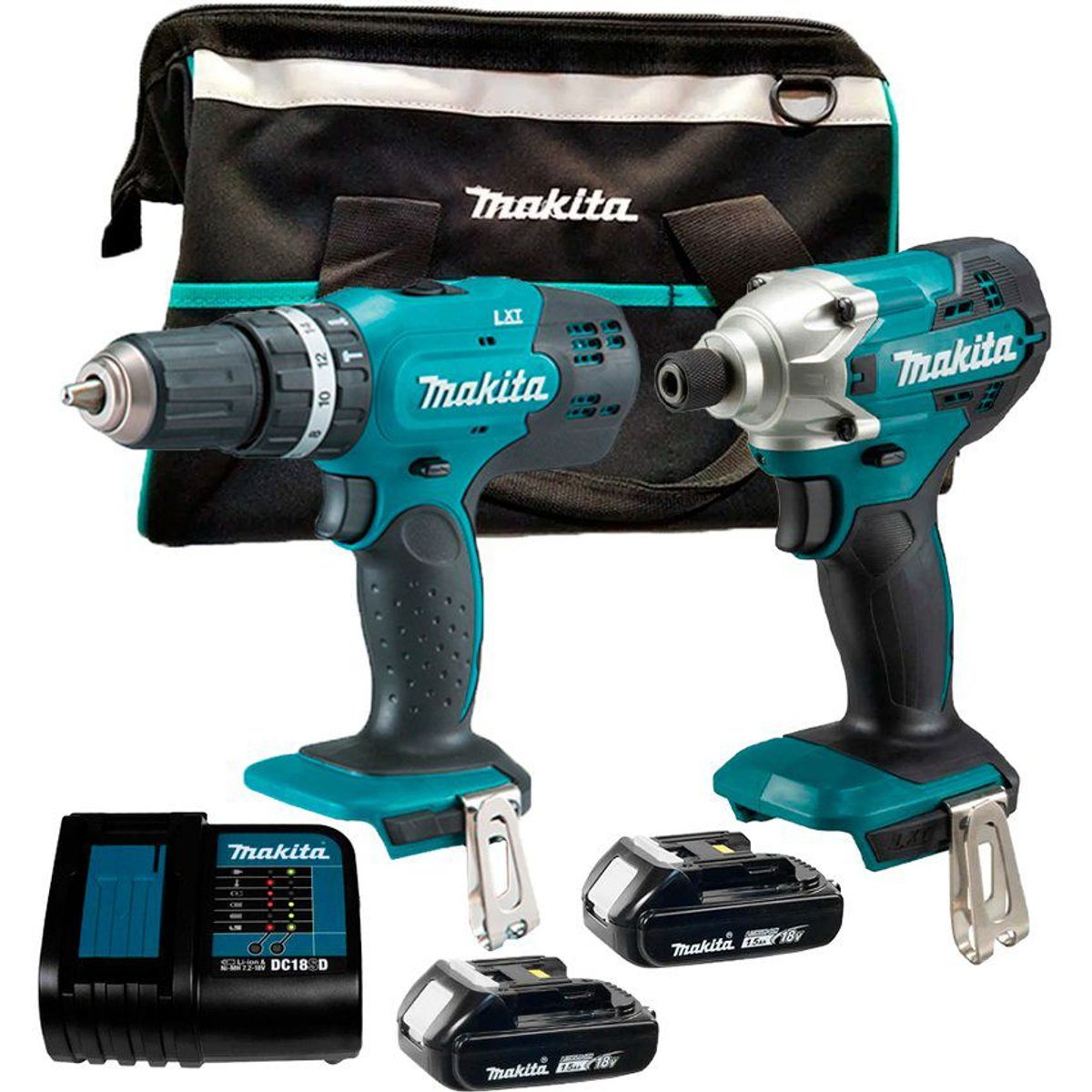 MAKITA - Taladro  1/2 Dhp453 + Atornillador Dtd156 + 2 Bateria Makita