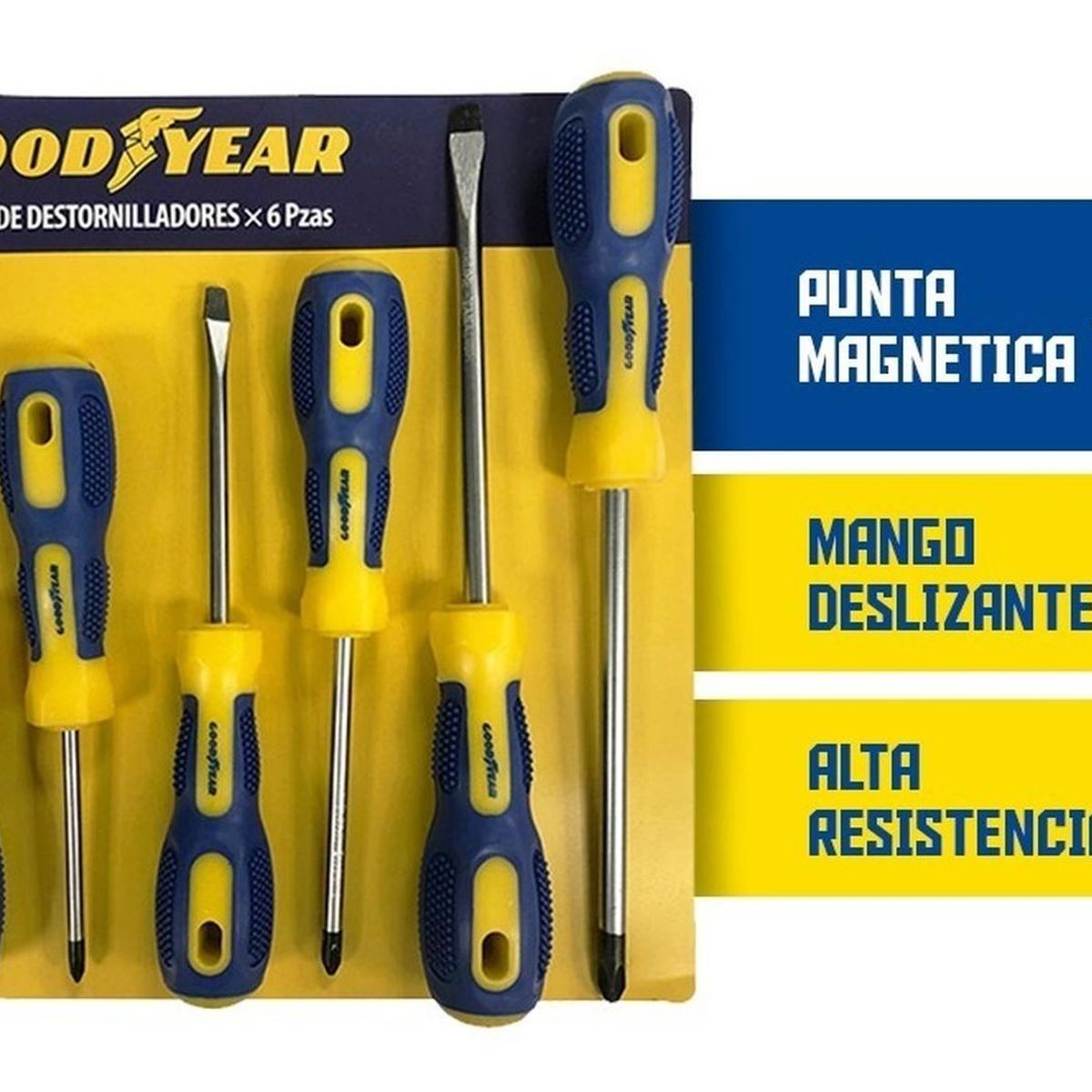 GOODYEAR - Juego de destornilladores goodyear magneticos 6 piezas