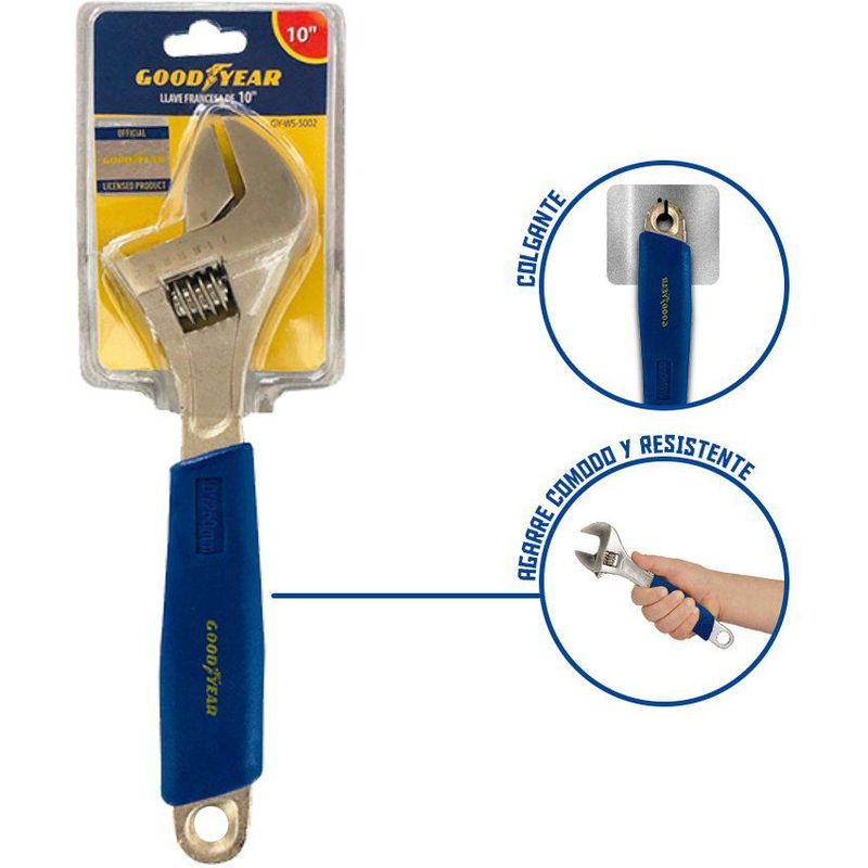 GOODYEAR - Llave francesa ajustable goodyear de 10 pulgadas