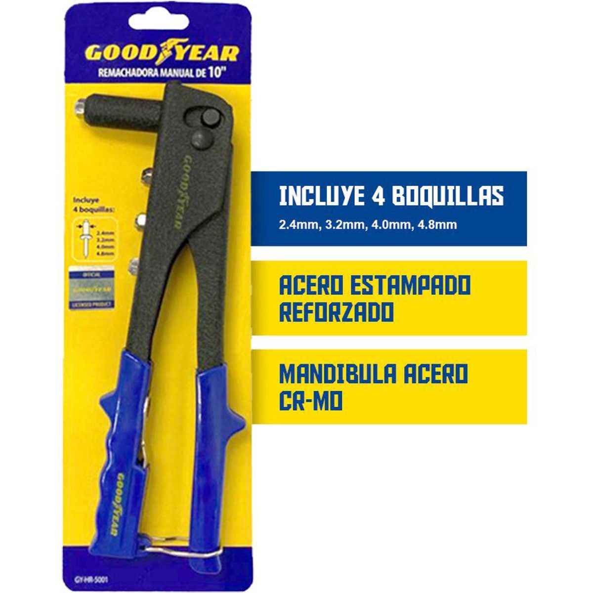 GOODYEAR - Remachadora manual goodyear aluminio 10" 4 boquillas