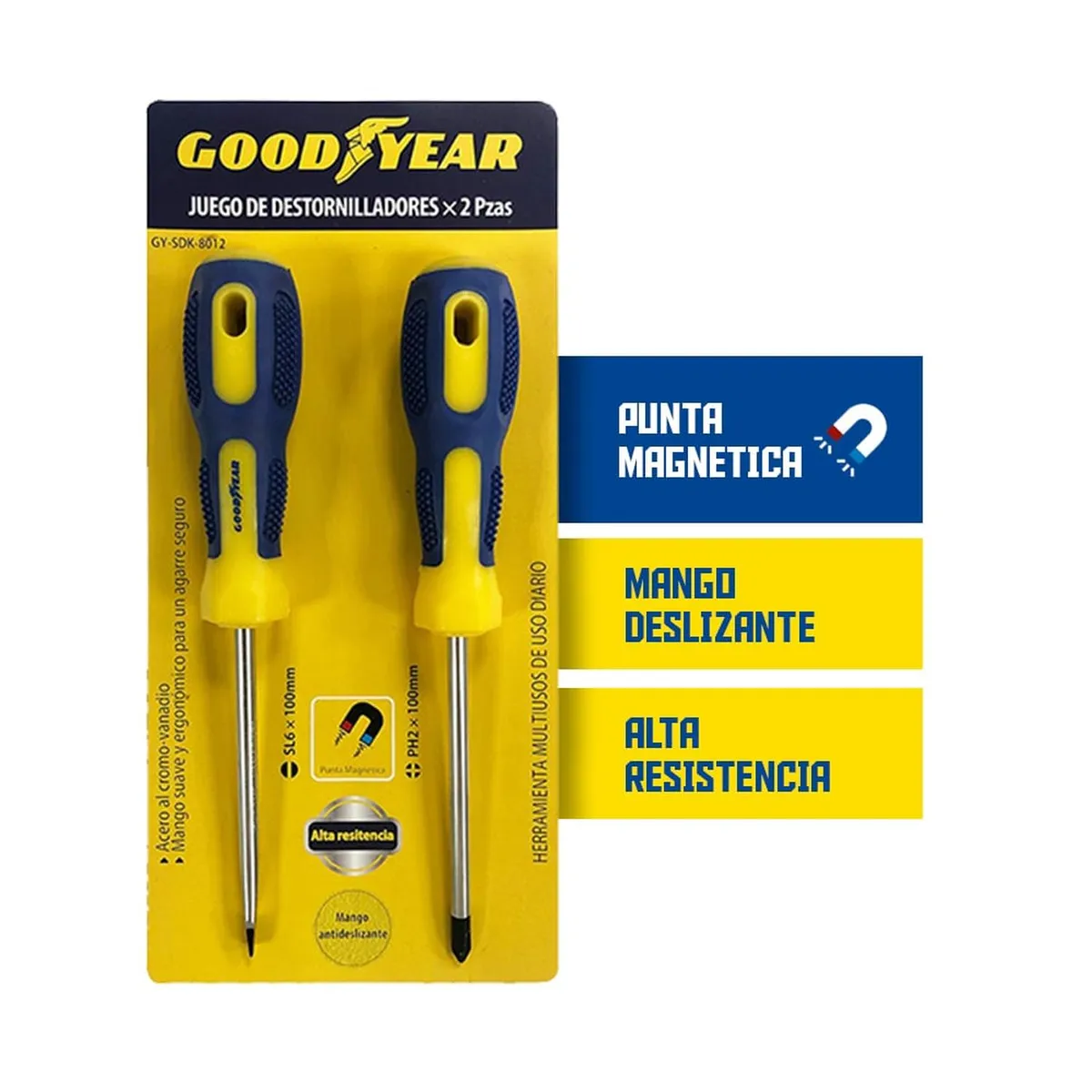 GOODYEAR - Juego de Destornilladores Goodyear Magneticos 2 Piezas