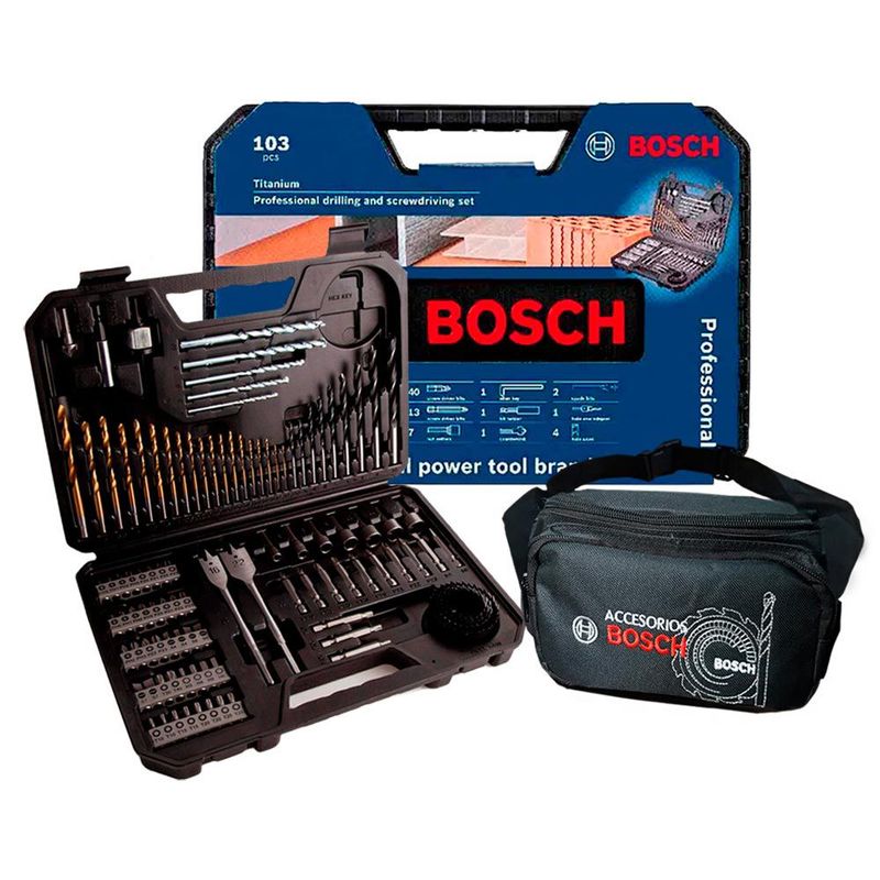 BOSCH - Kit de Set  para taladro 103 Piezas Bosch + Canguro para Acc