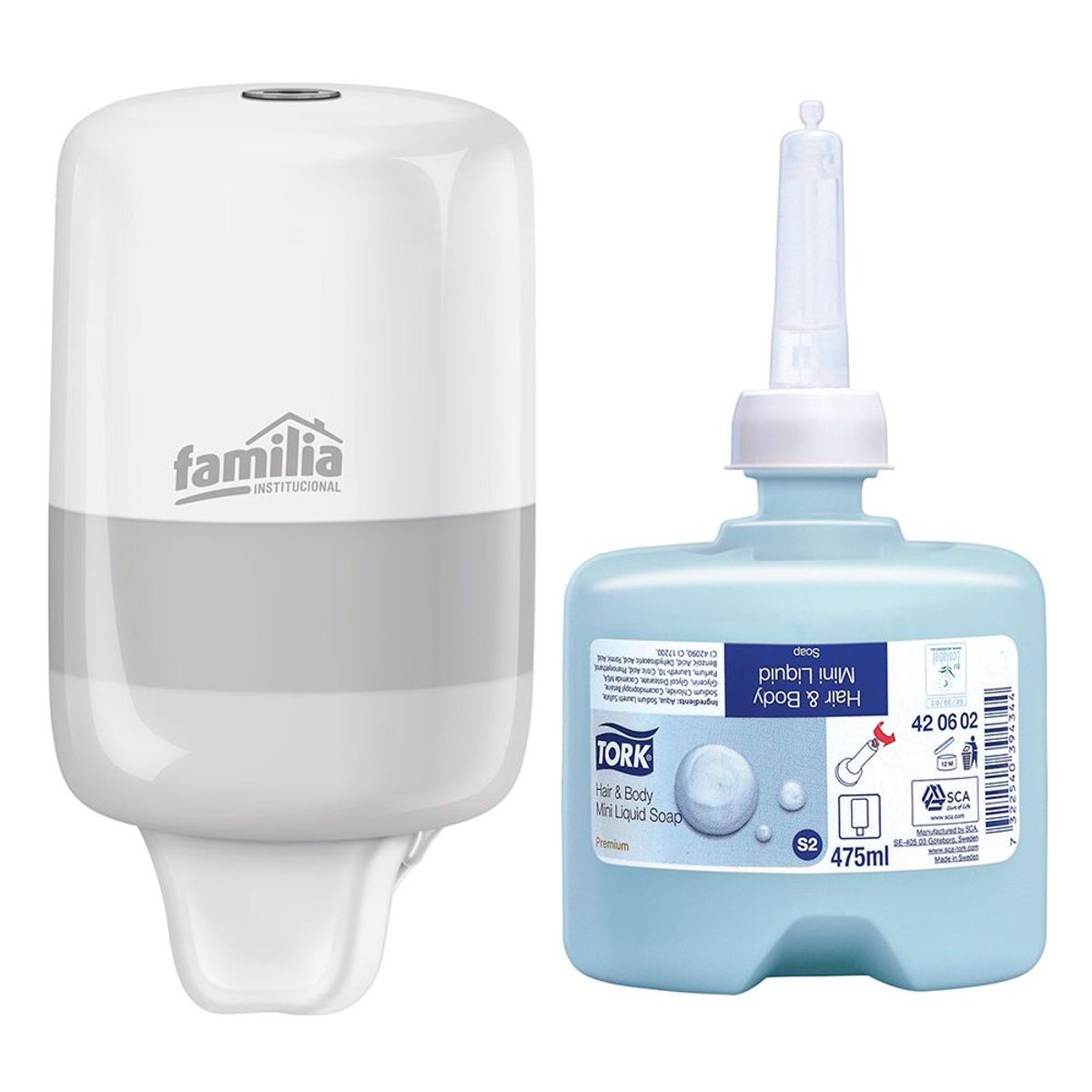 TORK - Dispensador Jabón Líquido Familia Mini + Jabón Cabello 475ml