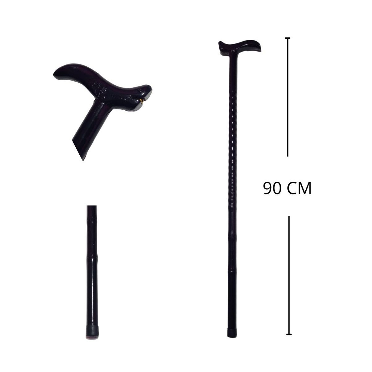 GENERICO - Bastón Madera Grueso Para Caminar 90 cm