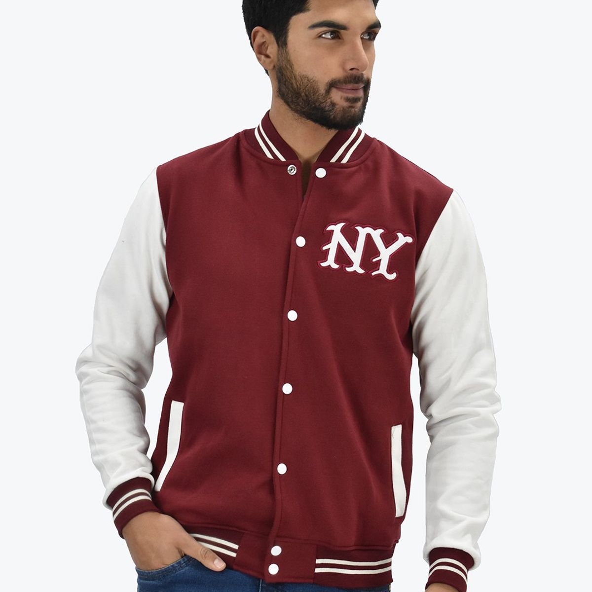NEW YORK STARS - Casaca Modelo Americana - Guinda