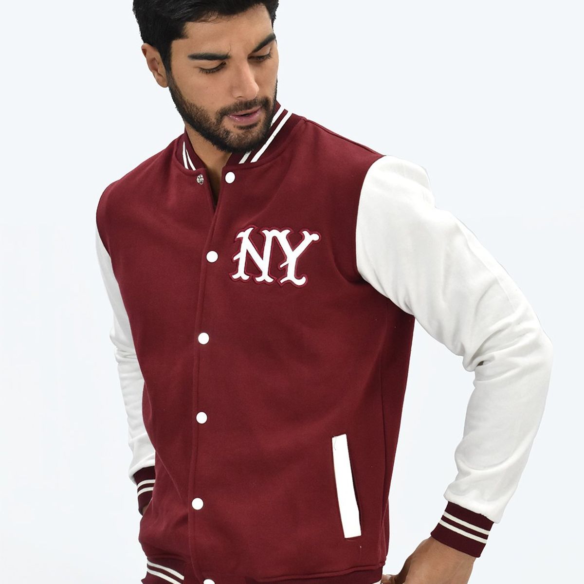 NEW YORK STARS - Casaca Modelo Americana - Guinda