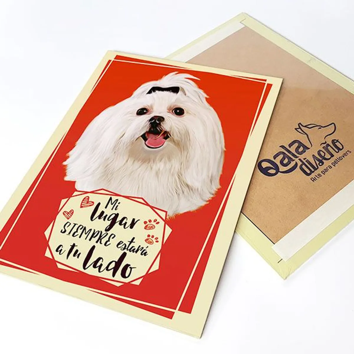 QALA DISEÑO - Cuadro Decorativo - Qala Diseño - Perro Bichón Maltés - 30x225 cms