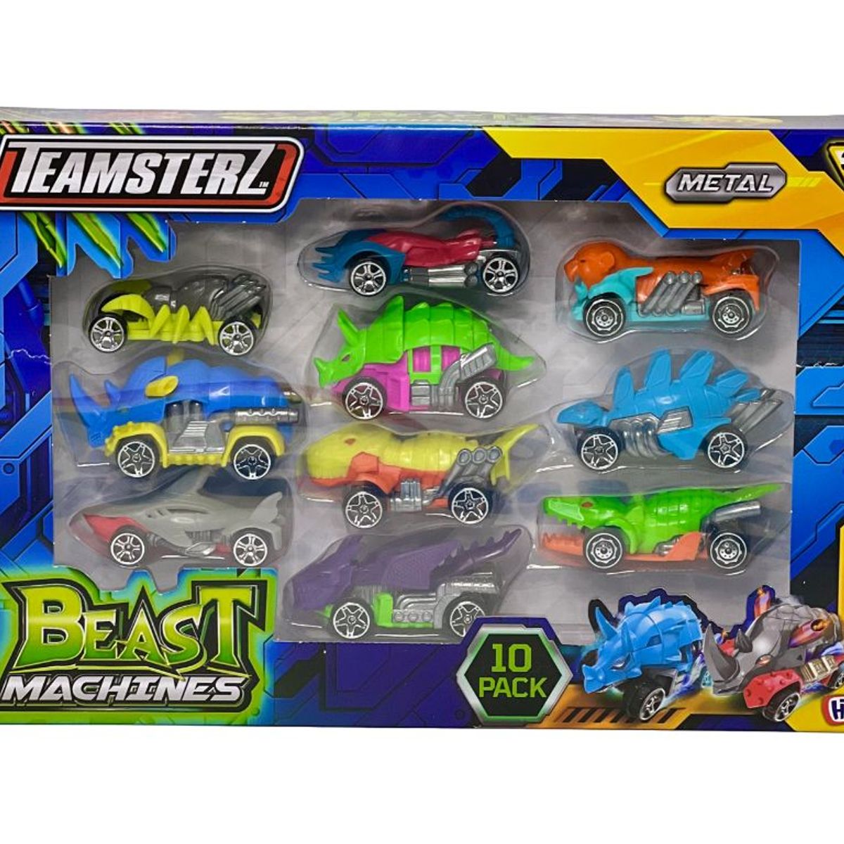 TEAMSTERZ - Juguete Pack 10 Autos Beast Machines de Metal