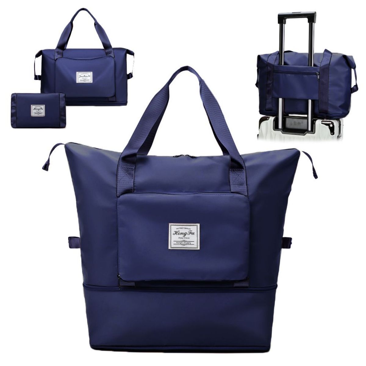 GENERICO - Bolso de Viaje Cartera Impermeable Plegable Expandible Azul.