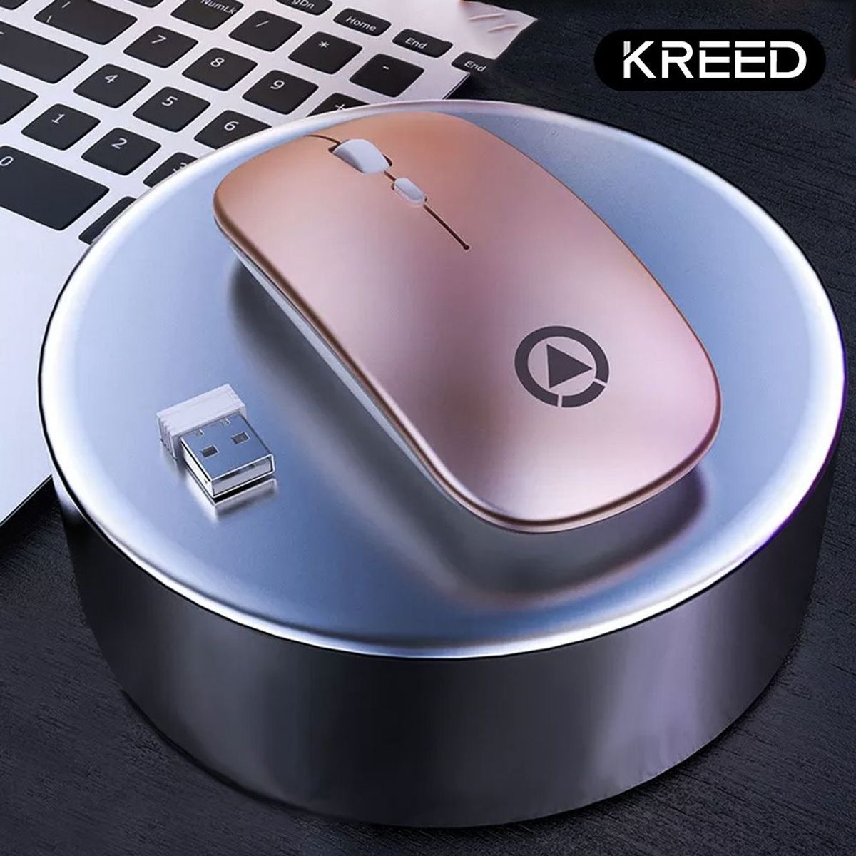 KREED - Mouse Inalámbrico Recargable RGB -  PALO ROSA
