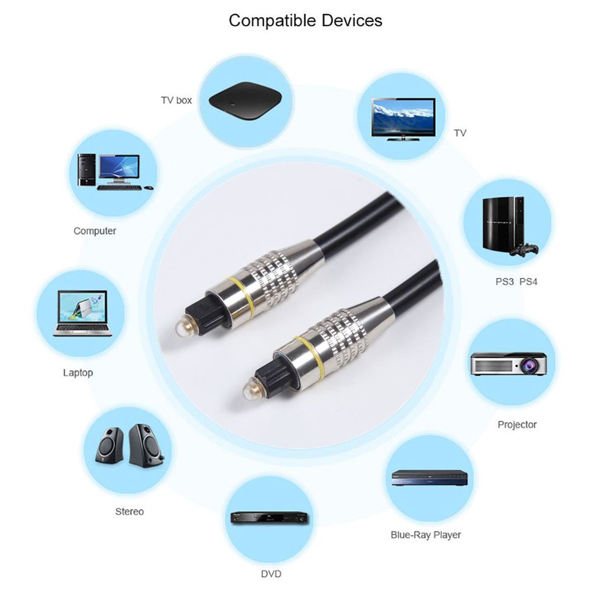 GENERICO - Cable Audio optico Digital Fibra Óptica 1.5 Metros Od 6.0m Macho Negro