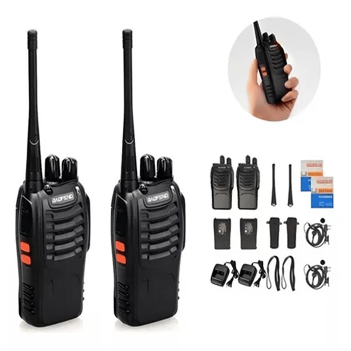 OEM - Kit Completo 2 Walkie Talkie Radio Bidireccional Transceptor 16Canales