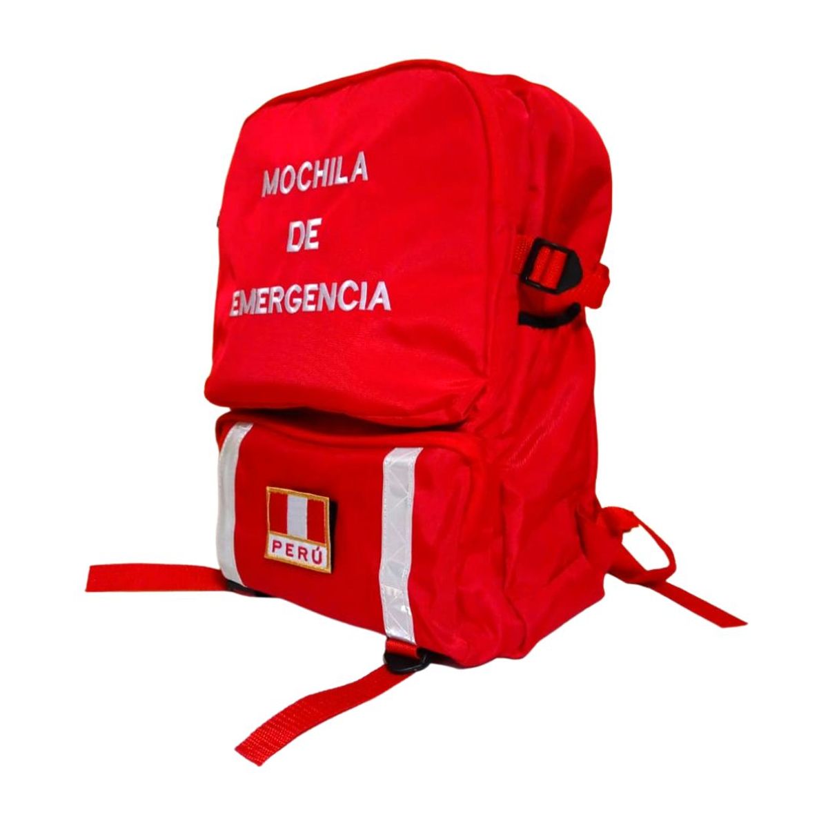 GENERICO - Mochilas De Emergencia Tela Nylon Con Cinta Reflectiva Rojo