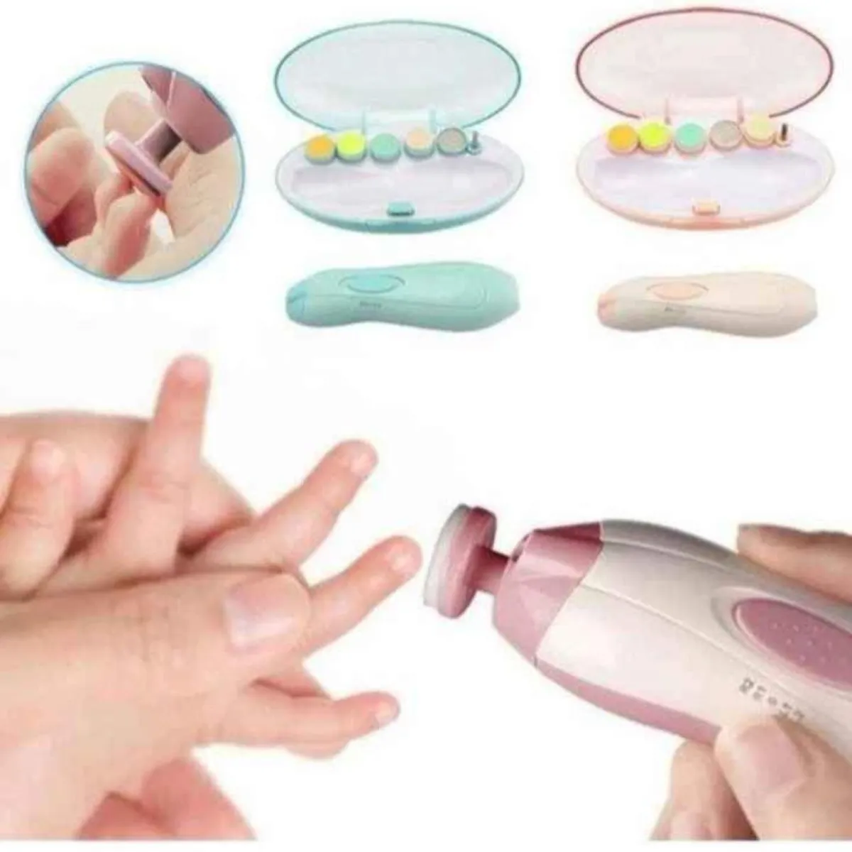 GENERICO - Corta Úñas Pulidor Manos Pies 6 Limas Electrico Para Bebe