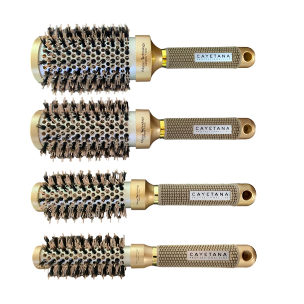 CAYETANA - Kit x4 Cepillos de Cabello Profesional Nano-Tech Ceramica