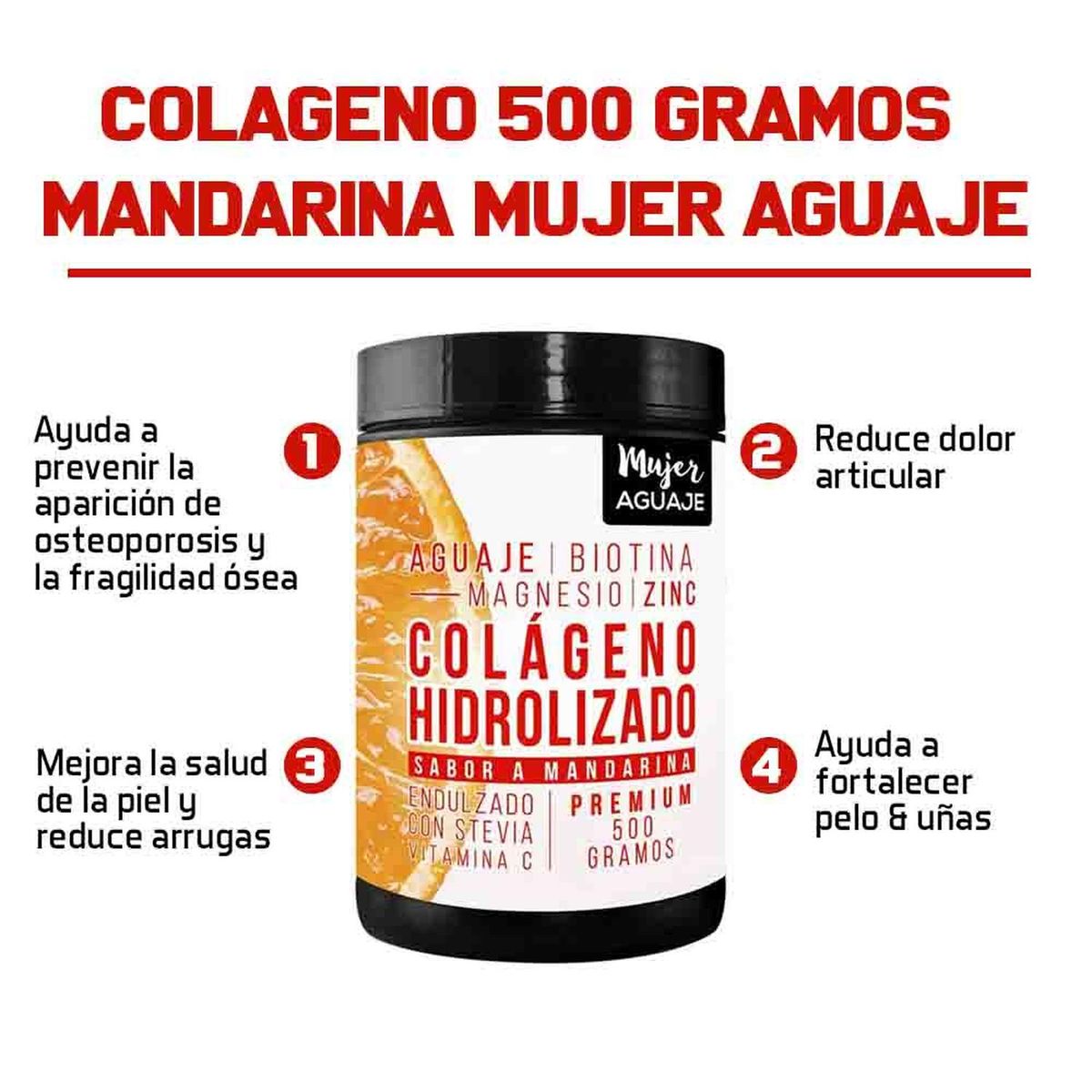 MUJER AGUAJE - Colágeno Mujer Aguaje 500 g Sabor Mandarina
