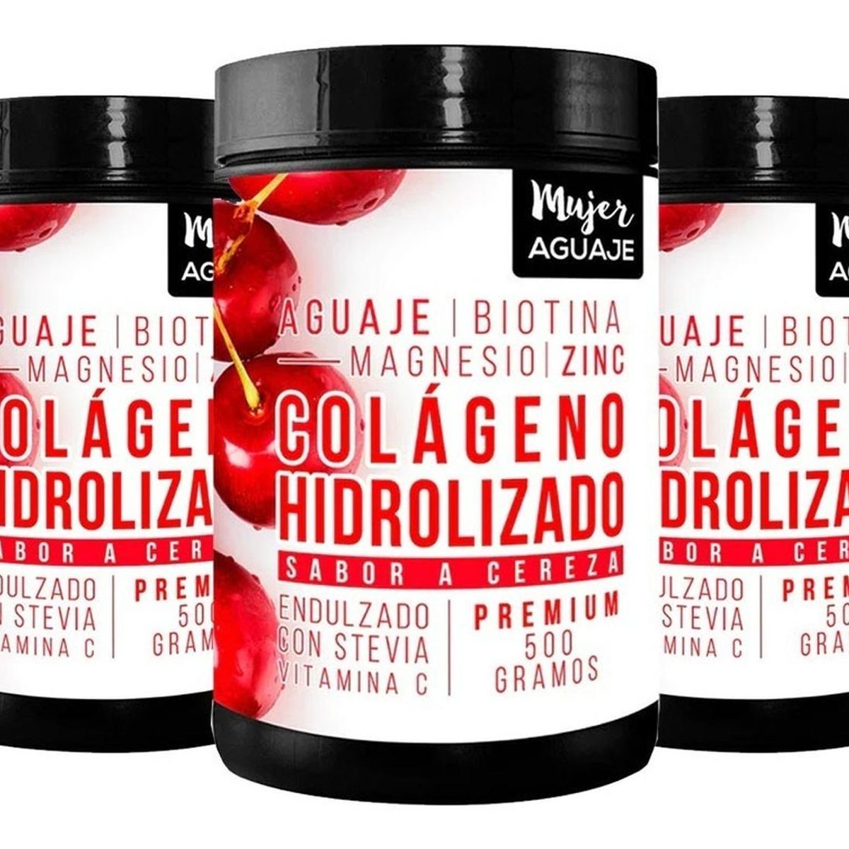 MUJER AGUAJE - Colágeno Mujer Aguaje 500 g Sabor Cereza Pack x 3