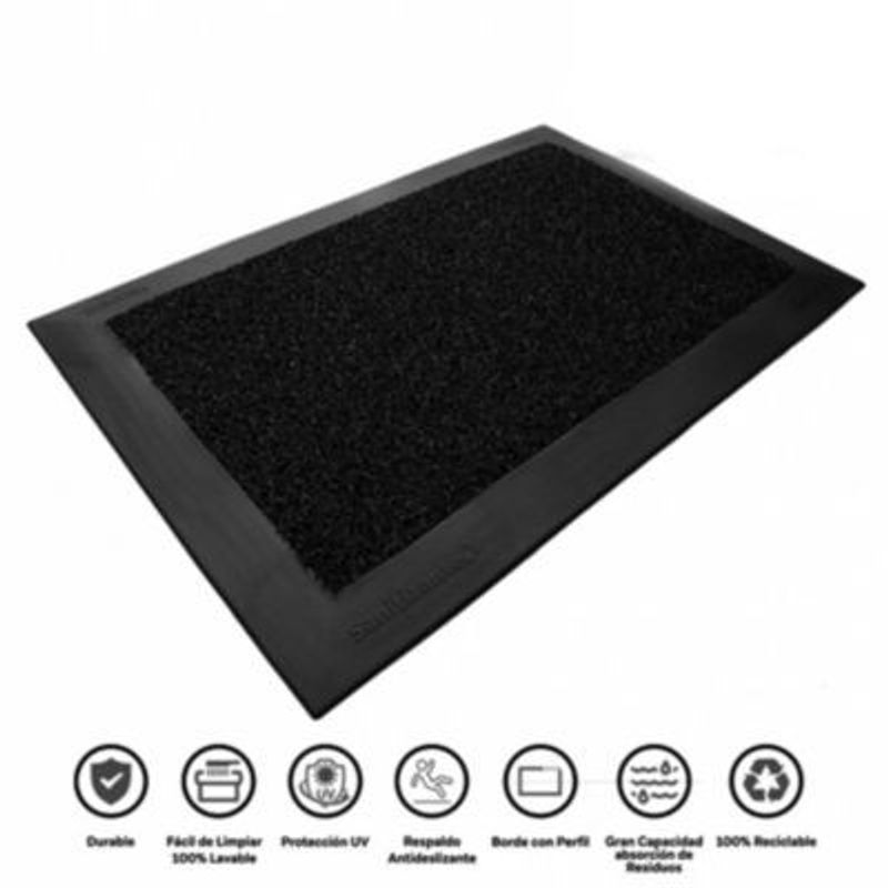 DECORPLAS - Felpudos Atrapamugre Desinfectante Color Negro 38Cm X 58Cm Decorplas