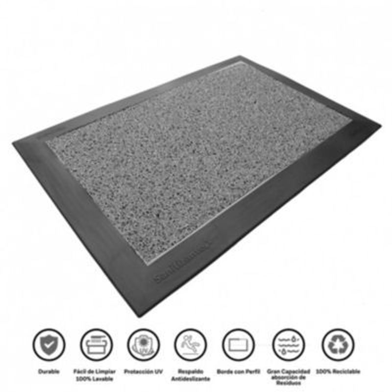 DECORPLAS - Felpudos Atrapamugre Desinfectante Color Gris 38Cm X 58Cm Decorplas