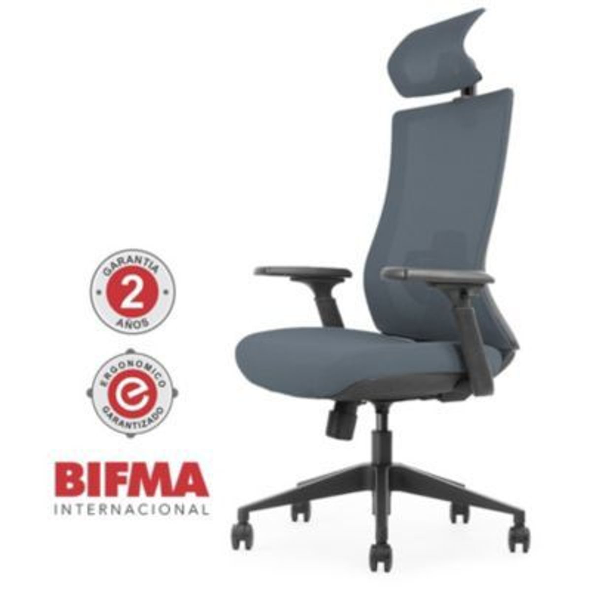 DECORPLAS - Silla De Oficina Ergonómica Atenas Dark Grey Brazos 3D